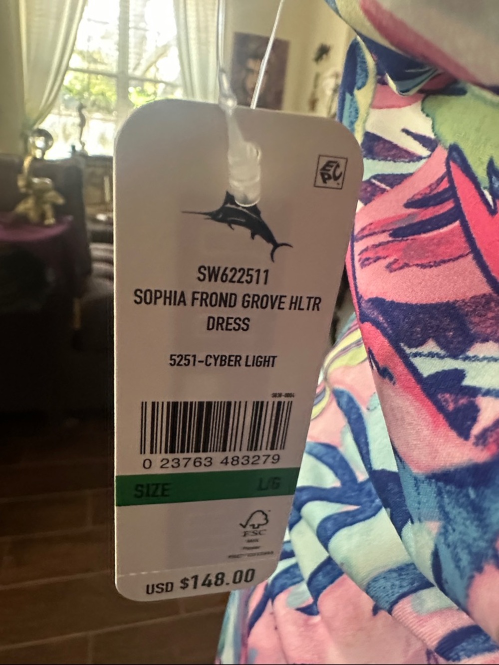 Tommy Bahama Blue Pink Green Tropical Halter Backless Wrap Dress - Picture 5 of 5